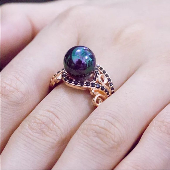 TahitIan Pearl 18KT Rose Gold Filled Blk Sapphire - Picture 5 of 7